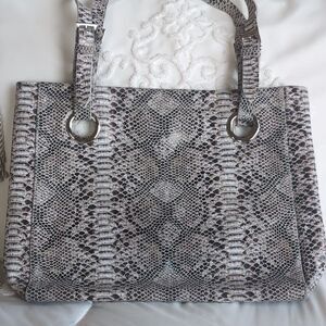 COFI Erin XL Tote Leather Embossed Python -Double Handles Adjustable NWOT